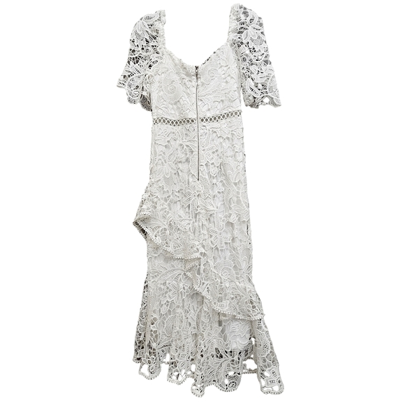 Nwot Lulu's White Embroidered Floral Lace Briarwood Shortsleeve Midi Dre… - Picture 5 of 17